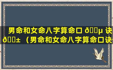 男命和女命八字算命口 🌵 诀 🐱 （男命和女命八字算命口诀一样吗）